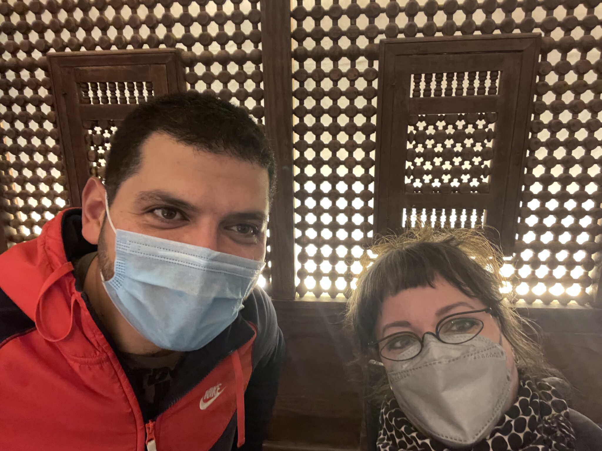 mashrabiya wood turning Cairo Egypt selfie